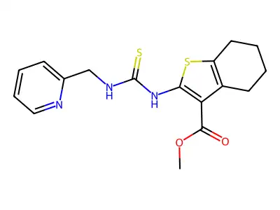 methyl 2-({[(2-pyridylmethyl)amino]thioxomethyl}amino)-4,5,6,7-tetrahydrobenzo [b]thiophene-3-carboxylate structure