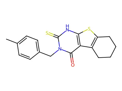 3-(4-methylbenzyl)-2-sulfanyl-5,6,7,8-tetrahydro[1]benzothieno[2,3-d]pyrimidin-4(3H)-one structure