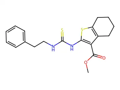 Methyl 4,5,6,7-tetrahydro-2-[[[(2-phenylethyl)amino]thioxomethyl]amino]benzo[b]thiophene-3-carboxylate structure