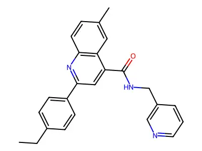 2-(4-ethylphenyl)-6-methyl-N-(pyridin-3-ylmethyl)quinoline-4-carboxamide structure