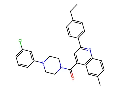 [4-(3-chlorophenyl)piperazin-1-yl]-[2-(4-ethylphenyl)-6-methylquinolin-4-yl]methanone structure