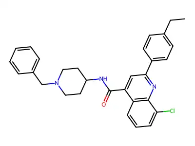N-(1-benzylpiperidin-4-yl)-8-chloro-2-(4-ethylphenyl)quinoline-4-carboxamide structure