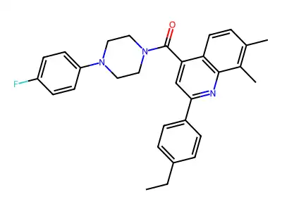 [2-(4-ethylphenyl)-7,8-dimethylquinolin-4-yl]-[4-(4-fluorophenyl)piperazin-1-yl]methanone structure