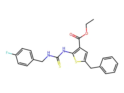 Ethyl 5-benzyl-2-{[(4-fluorobenzyl)carbamothioyl]amino}thiophene-3-carboxylate structure