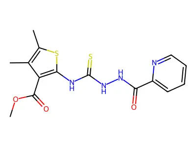 2-Pyridinecarboxylic acid, 2-[[[3-(methoxycarbonyl)-4,5-dimethyl-2-thienyl]amino]thioxomethyl]hydrazide structure