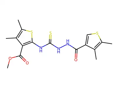 methyl 2-(2-(4,5-dimethylthiophene-3-carbonyl)hydrazinecarbothioamido)-4,5-dimethylthiophene-3-carboxylate structure