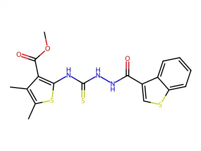 Benzo[b]thiophene-3-carboxylic acid, 2-[[[3-(methoxycarbonyl)-4,5-dimethyl-2-thienyl]amino]thioxomethyl]hydrazide (9CI) structure