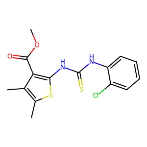 methyl 2-({[(2-chlorophenyl)amino]thioxomethyl}amino)-4,5-dimethylthiophene-3- carboxylate structure