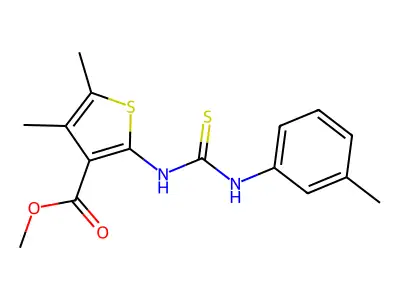 methyl 4,5-dimethyl-2-(3-(m-tolyl)thioureido)thiophene-3-carboxylate structure