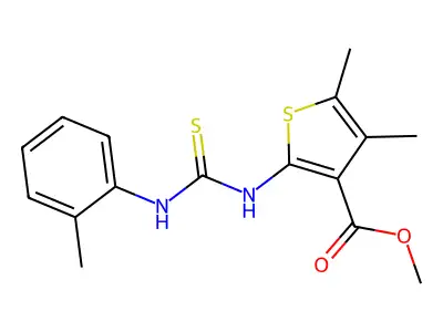 methyl 4,5-dimethyl-2-(3-(o-tolyl)thioureido)thiophene-3-carboxylate structure