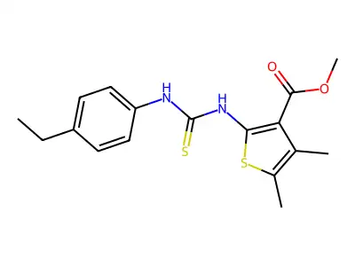 methyl 2-(3-(4-ethylphenyl)thioureido)-4,5-dimethylthiophene-3-carboxylate structure