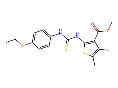 methyl 2-({[(4-ethoxyphenyl)amino]thioxomethyl}amino)-4,5-dimethylthiophene-3- carboxylate structure
