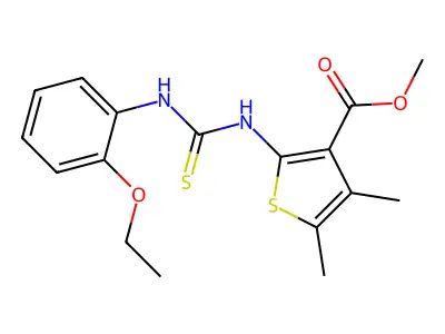 methyl 2-({[(2-ethoxyphenyl)amino]thioxomethyl}amino)-4,5-dimethylthiophene-3- carboxylate structure