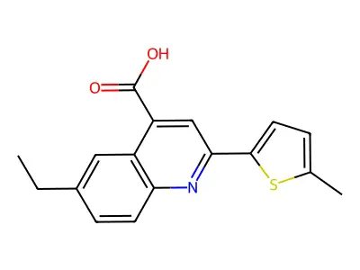 6-Ethyl-2-(5-methylthiophen-2-yl)quinoline-4-carboxylic acid structure