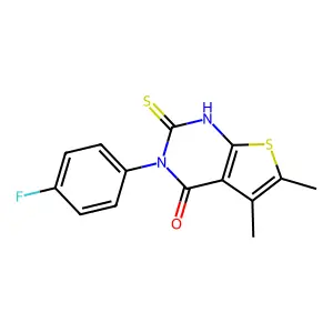 3-(4-fluorophenyl)-5,6-dimethyl-2-sulfanyl-3H,4H-thieno[2,3-d]pyrimidin-4-one structure