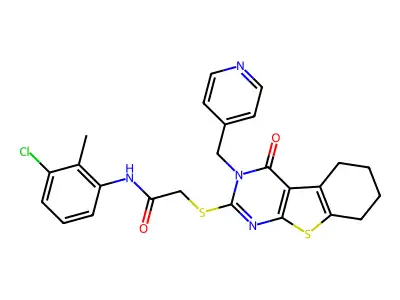 N-(3-chloro-2-methylphenyl)-2-[[4-oxo-3-(pyridin-4-ylmethyl)-5,6,7,8-tetrahydro-[1]benzothiolo[2,3-d]pyrimidin-2-yl]sulfanyl]acetamide structure