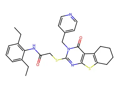 N-(2,6-diethylphenyl)-2-[[4-oxo-3-(pyridin-4-ylmethyl)-5,6,7,8-tetrahydro-[1]benzothiolo[2,3-d]pyrimidin-2-yl]sulfanyl]acetamide structure