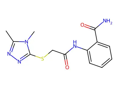 2-[[2-[(4,5-Dimethyl-1,2,4-triazol-3-yl)sulfanyl]acetyl]amino]benzamide structure