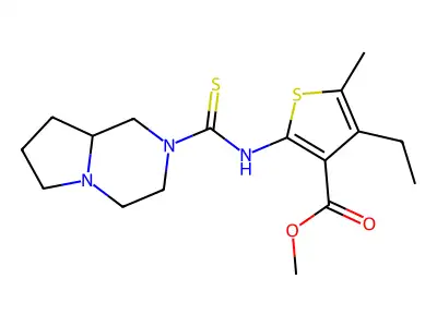 methyl 4-ethyl-2-[(hexahydropyrrolo[1,2-a]pyrazin-2(1H)-ylcarbonothioyl)amino]-5-methylthiophene-3-carboxylate structure