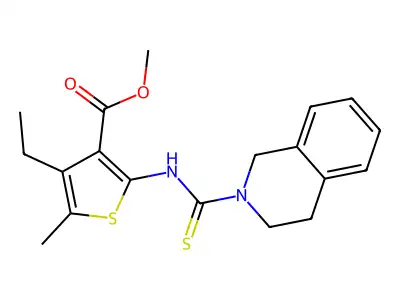 Methyl 2-(3,4-dihydro-1H-isoquinoline-2-carbothioylamino)-4-ethyl-5-methyl-thiophene-3-carboxylate structure