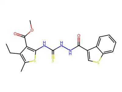 Benzo[b]thiophene-3-carboxylic acid, 2-[[[4-ethyl-3-(methoxycarbonyl)-5-methyl-2-thienyl]amino]thioxomethyl]hydrazide (9CI) structure