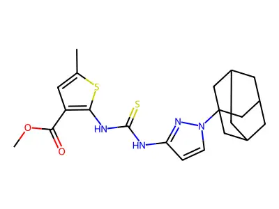Methyl 5-methyl-2-[[thioxo[(1-tricyclo[3.3.1.13,7]dec-1-yl-1H-pyrazol-3-yl)amino]methyl]amino]-3-thiophenecarboxylate structure