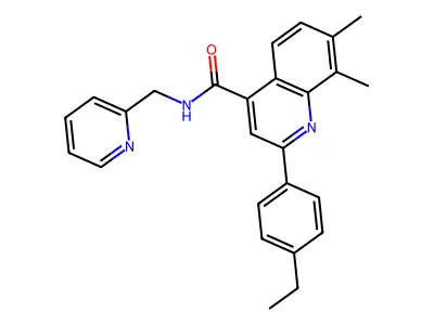 2-(4-ethylphenyl)-7,8-dimethyl-N-(pyridin-2-ylmethyl)quinoline-4-carboxamide structure