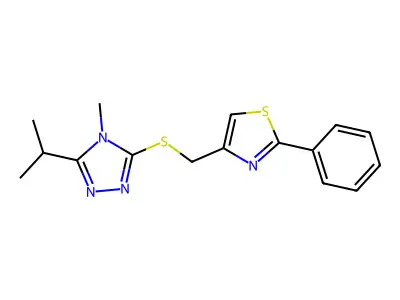 4-[(4-methyl-5-propan-2-yl-1,2,4-triazol-3-yl)sulfanylmethyl]-2-phenyl-1,3-thiazole structure