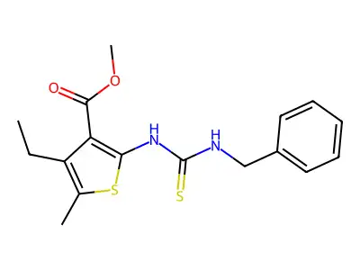 Methyl 2-[(benzylcarbamothioyl)amino]-4-ethyl-5-methylthiophene-3-carboxylate structure