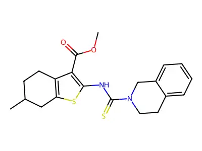 methyl 2-(3,4-dihydro-1H-isoquinoline-2-carbothioylamino)-6-methyl-4,5,6,7-tetrahydro-1-benzothiophene-3-carboxylate structure