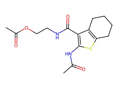 2-({[2-(acetylamino)-4,5,6,7-tetrahydro-1-benzothiophen-3-yl]carbonyl}amino)ethyl acetate structure