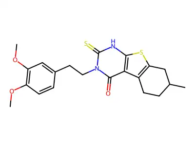 4-[2-(3,4-Dimethoxyphenyl)ethyl]-11-methyl-5-sulfanyl-8-thia-4,6-diazatricyclo[7.4.0.0,2,7]trideca-1(9),2(7),5-trien-3-one structure