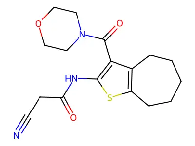 2-cyano-N-[3-(morpholin-4-ylcarbonyl)-5,6,7,8-tetrahydro-4H-cyclohepta[b]thien-2-yl]acetamide structure