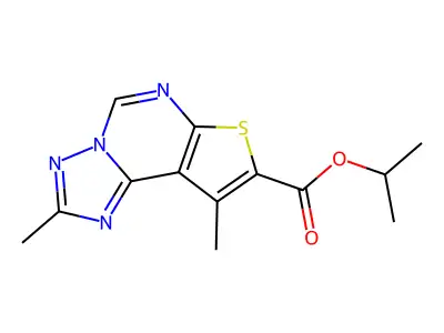 1-Methylethyl 2,9-dimethylthieno[3,2-e][1,2,4]triazolo[1,5-c]pyrimidine-8-carboxylate structure