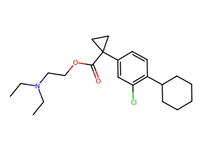 Cyclopropanecarboxylic acid, 1-(4-cyclohexylphenyl)-, 2-(diethylamino)ethyl ester structure