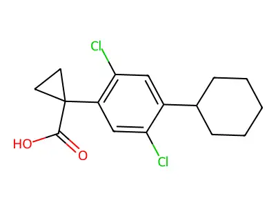 Cyclopropanecarboxylic acid, 1-(4-cyclohexyl-3,6-dichlorophenyl)- structure