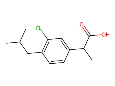 Propionic acid, 2-(3-chloro-4-isobutylphenyl)- structure