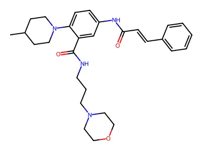 2-(4-methylpiperidin-1-yl)-N-(3-morpholin-4-ylpropyl)-5-(3-phenylprop-2-enoylamino)benzamide structure