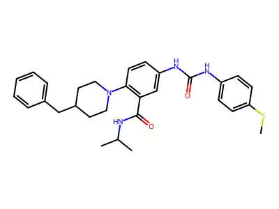 2-(4-benzylpiperidin-1-yl)-5-[(4-methylsulfanylphenyl)carbamoylamino]-N-propan-2-ylbenzamide structure