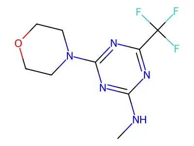 1,3,5-Triazine-2-amine, N-methyl-4-(4-morpholinyl)-6-(trifluoromethyl)- structure