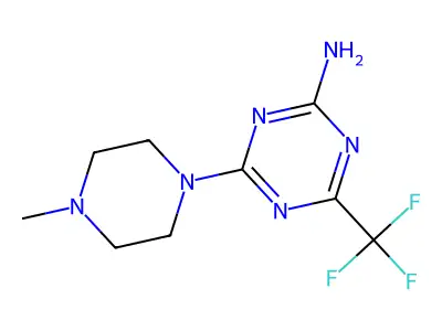 1,3,5-Triazin-2-amine, 4-(4-methyl-1-piperazinyl)-6-(trifluoromethyl)- structure