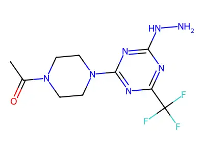 Piperazine, 1-acetyl-4-(4-hydrazino-6-(trifluoromethyl)-1,3,5-triazin-2-yl)- structure