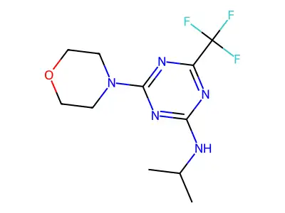 1,3,5-Triazine-2-amine, N-(1-methylethyl)-4-(4-morpholinyl)-6-(trifluoromethyl)- structure
