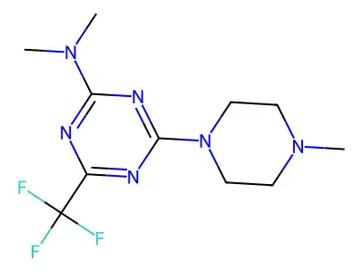 2-Dimethylamino-4-(4-methylpiperazin-1-yl)-6-(trifluoromethyl)-s-triazine structure