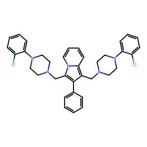 Indolizine, 1,3-bis((4-(2-chlorophenyl)-1-piperazinyl)methyl)-2-phenyl- structure