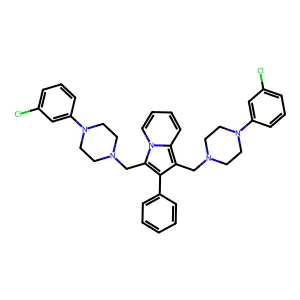 Indolizine, 1,3-bis((4-(3-chlorophenyl)-1-piperazinyl)methyl)-2-phenyl- structure