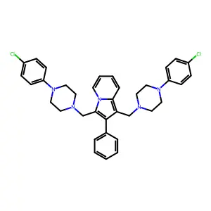 Indolizine, 1,3-bis((4-(4-chlorophenyl)-1-piperazinyl)methyl)-2-phenyl- structure