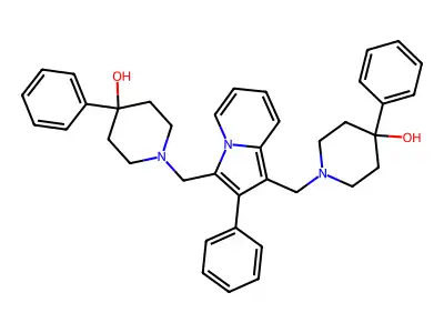 4-Piperidinol, 1,1'-((2-phenyl-1,3-indolizinediyl)bis(methylene))bis(4-phenyl- structure