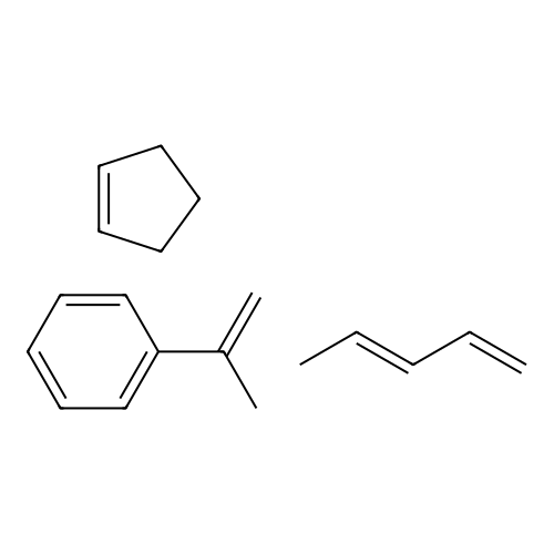 cyclopentene;(3E)-penta-1,3-diene;prop-1-en-2-ylbenzene structure