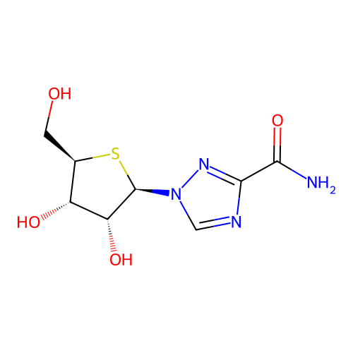 1-(4-thio-beta-D-ribofuranosyl)-1,2,4-triazole-3-carboxamide structure